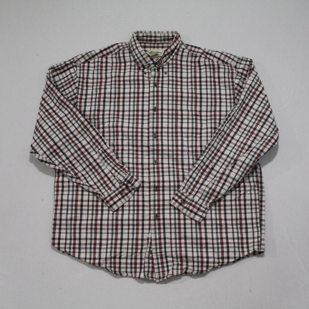 Eddie Bauer Men Blue Plaid Button Casual Down Size XL